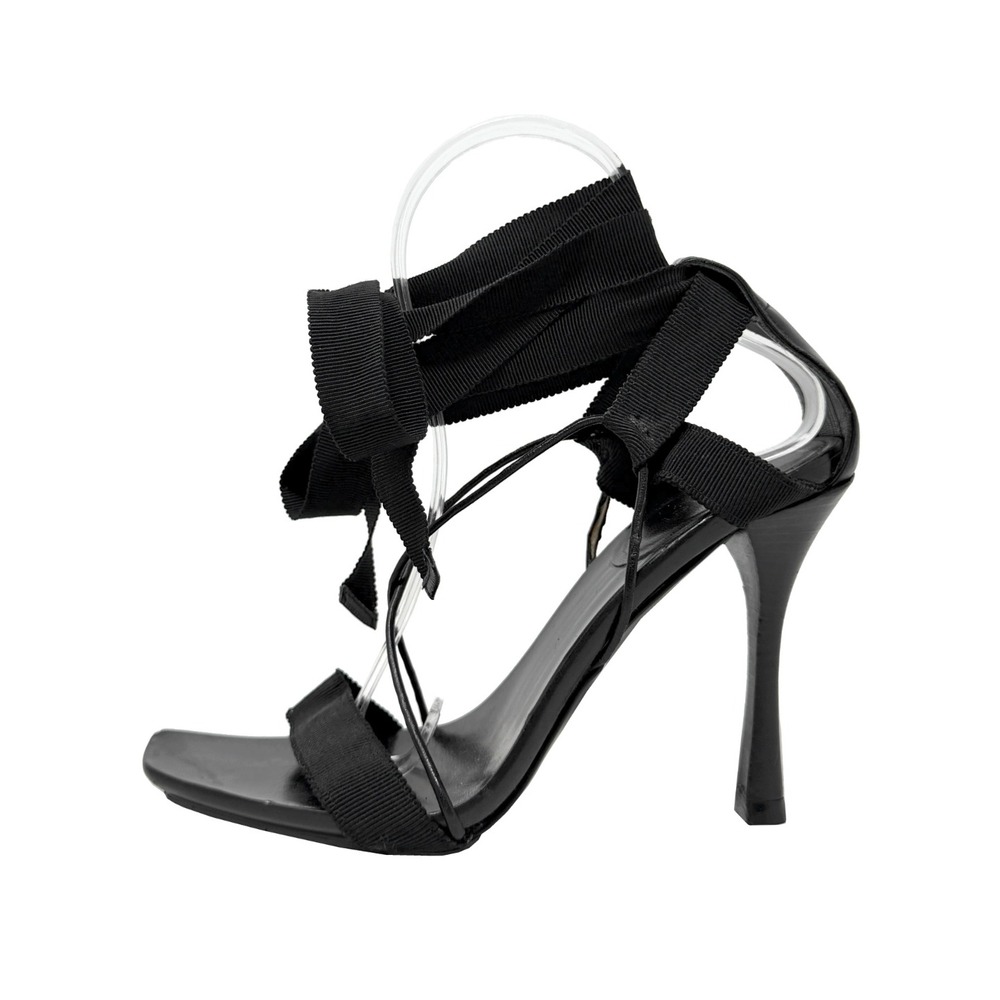 Gucci Tom Ford Fall 2002 Black Grosgrain Bow Strappy Heels Sandals 8B Vintage